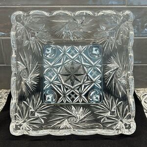 Vintage Square Footed Pinwheel Crystal Bowl
